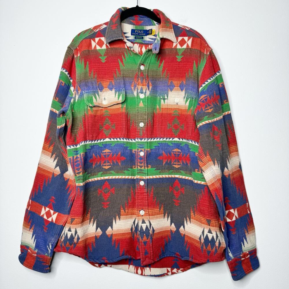 Polo Ralph Lauren Southwestern Jacquard Workshirt Shirt Medium Classic Fit